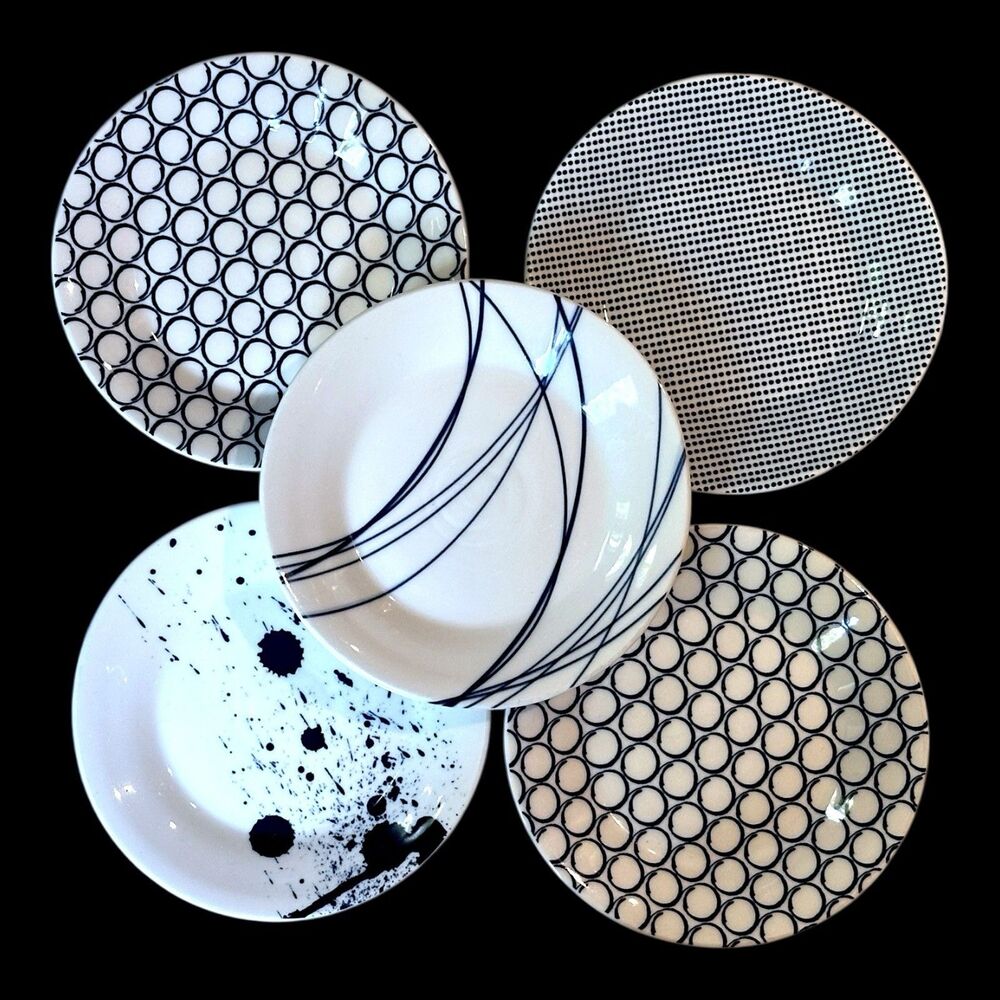 Set of 5 Royal Doulton Pacific Mixed Patterns Blue & White Porcelain Tapas Plate